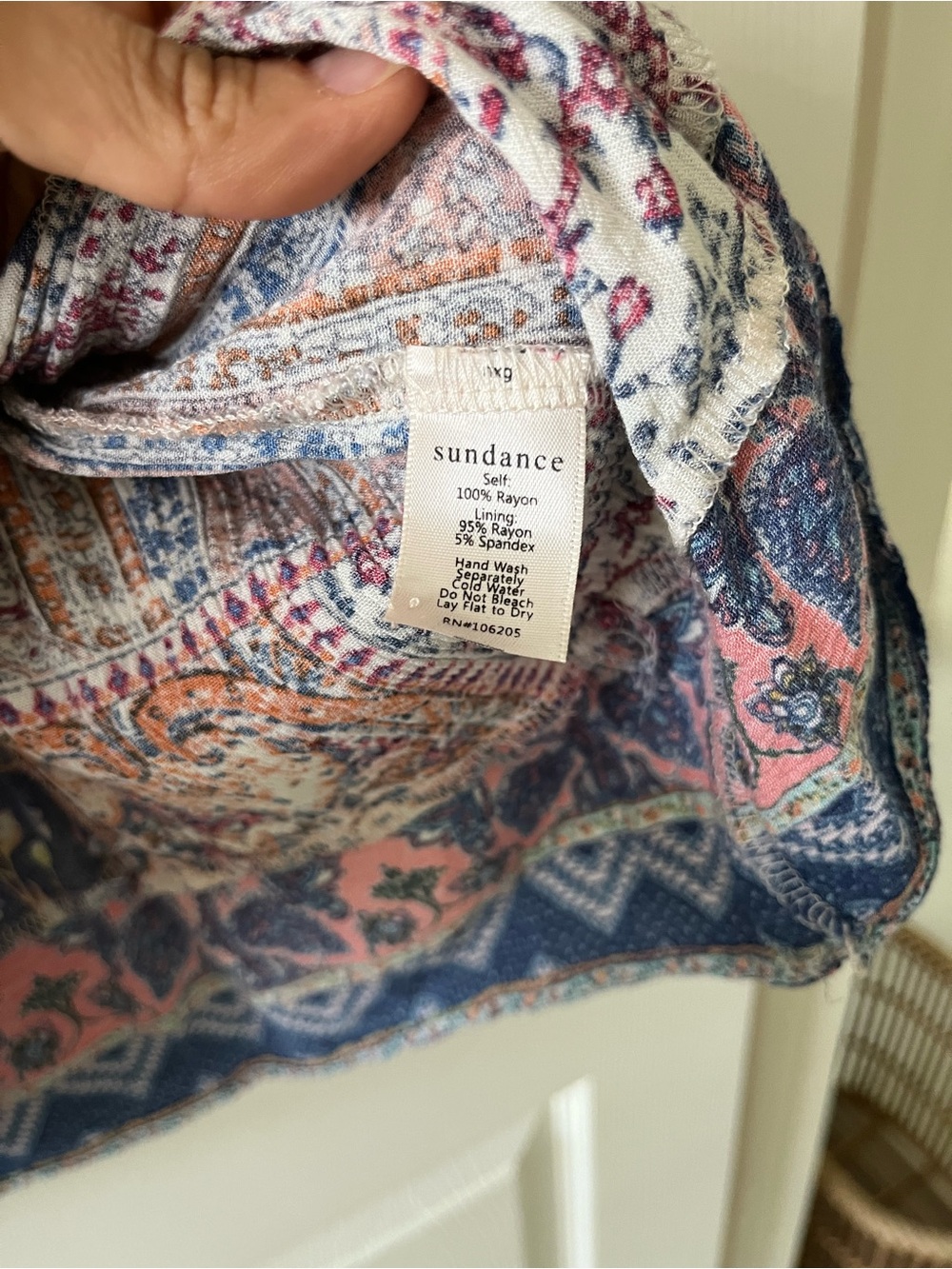 Sundance Boho Navy & Pink Patchwork V-Neck Dress size M - Picture 5 of 7